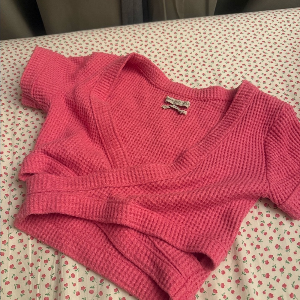 Urban Outfitters Pink Waffle Knit Crop Top